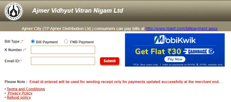 AVVNL Bill Payment